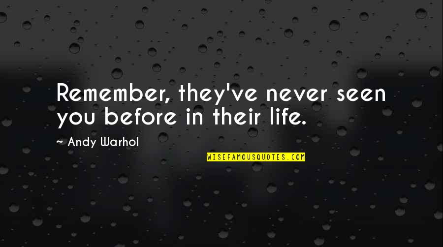 Chitay Kalaiyan Quotes By Andy Warhol: Remember, they've never seen you before in their