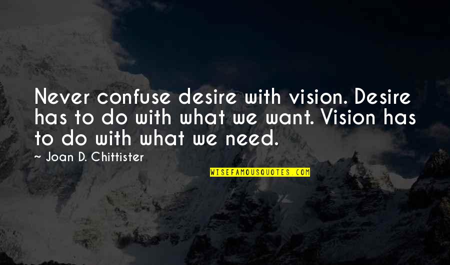 Chittister Joan Quotes By Joan D. Chittister: Never confuse desire with vision. Desire has to