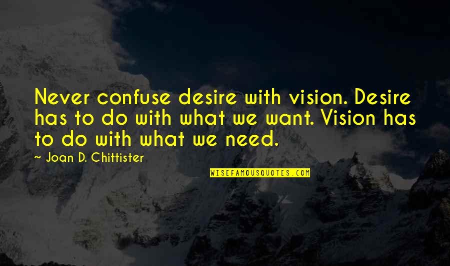 Chittister Quotes By Joan D. Chittister: Never confuse desire with vision. Desire has to