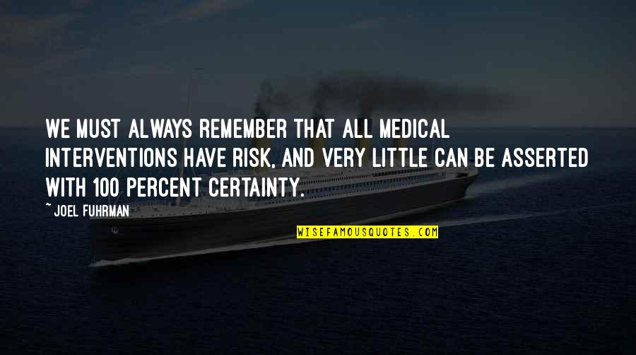 Chiudere Conjugation Quotes By Joel Fuhrman: We must always remember that all medical interventions Chiudere Conjugation Quotes By Joel Fuhrman: We must always remember that all medical interventions