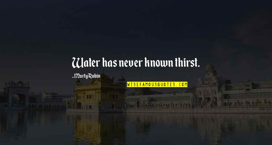 Chiver Quotes By Marty Rubin: Water has never known thirst. Chiver Quotes By Marty Rubin: Water has never known thirst.