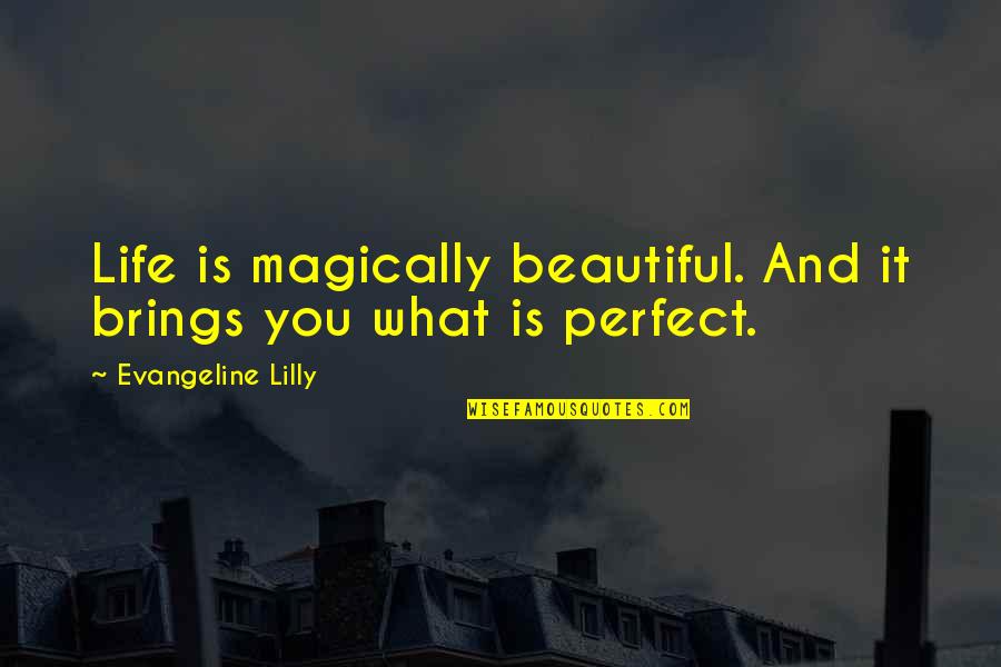Chiverses Quotes By Evangeline Lilly: Life is magically beautiful. And it brings you