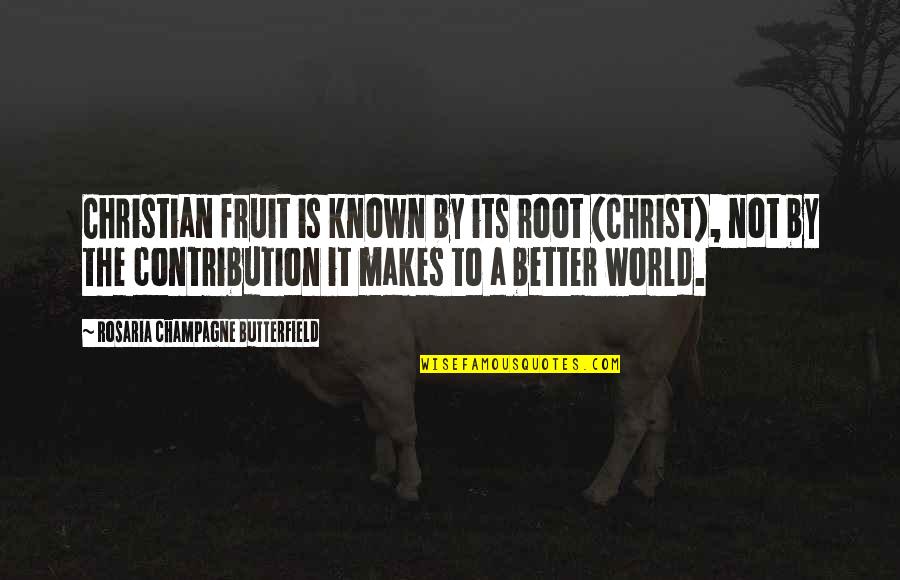 Chiverton Park Quotes By Rosaria Champagne Butterfield: Christian fruit is known by its root (Christ),