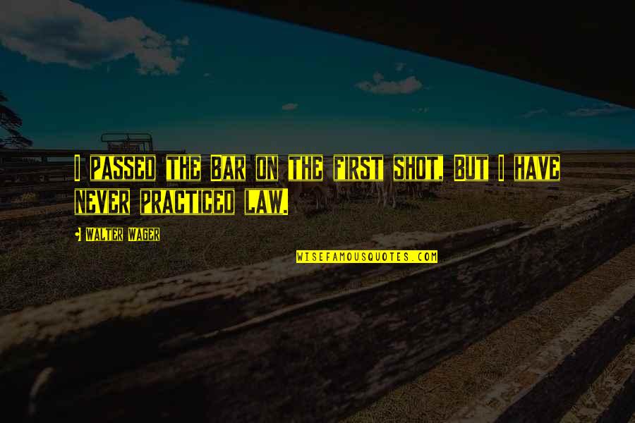Chiyomi Mckibbon Quotes By Walter Wager: I passed the Bar on the first shot,