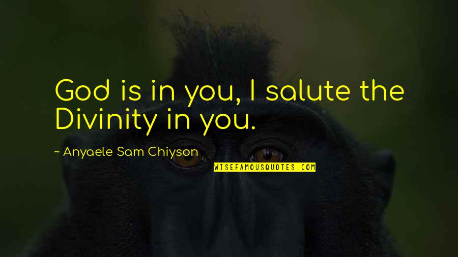 Chiyson's Quotes By Anyaele Sam Chiyson: God is in you, I salute the Divinity