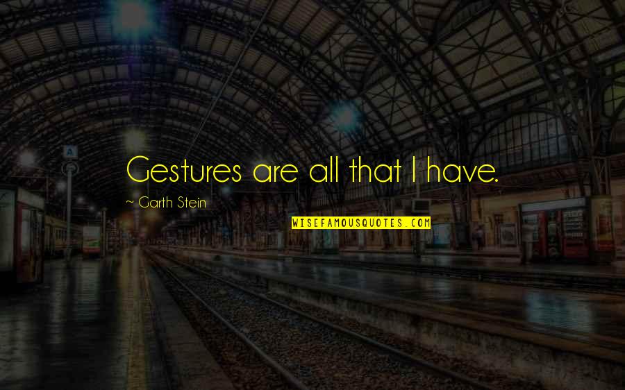 Chlada Halima Quotes By Garth Stein: Gestures are all that I have. Chlada Halima Quotes By Garth Stein: Gestures are all that I have.
