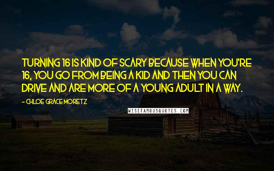 Chloe Grace Moretz quotes: Turning 16 is kind of scary because when you're 16, you go from being a kid and then you can drive and are more of a young adult in a Chloe Grace Moretz quotes: Turning 16 is kind of scary because when you're 16, you go from being a kid and then you can drive and are more of a young adult in a