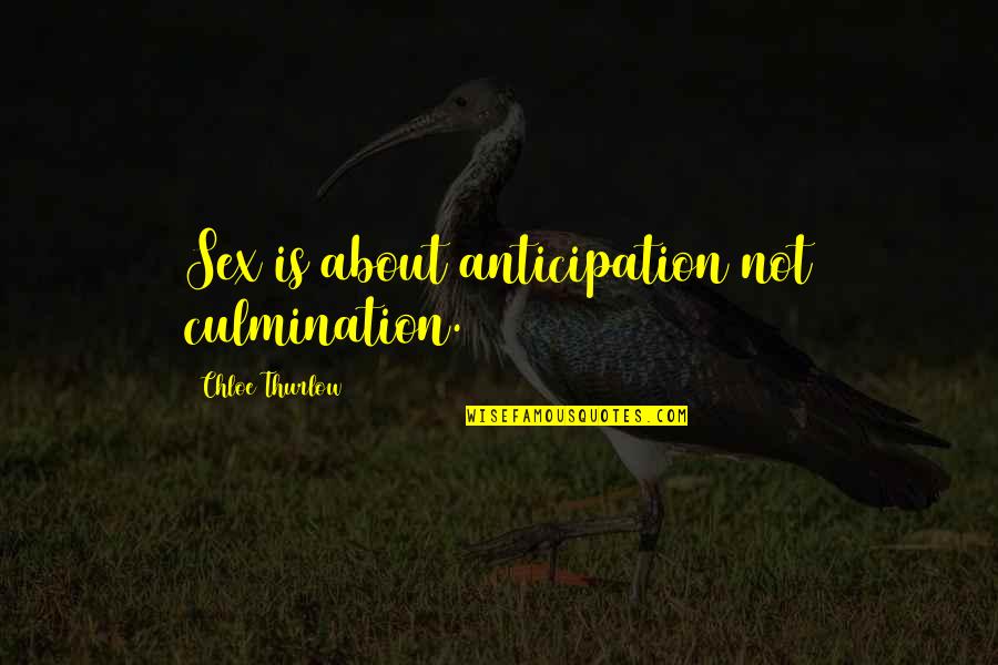 Chloe Thurlow Quotes By Chloe Thurlow: Sex is about anticipation not culmination.