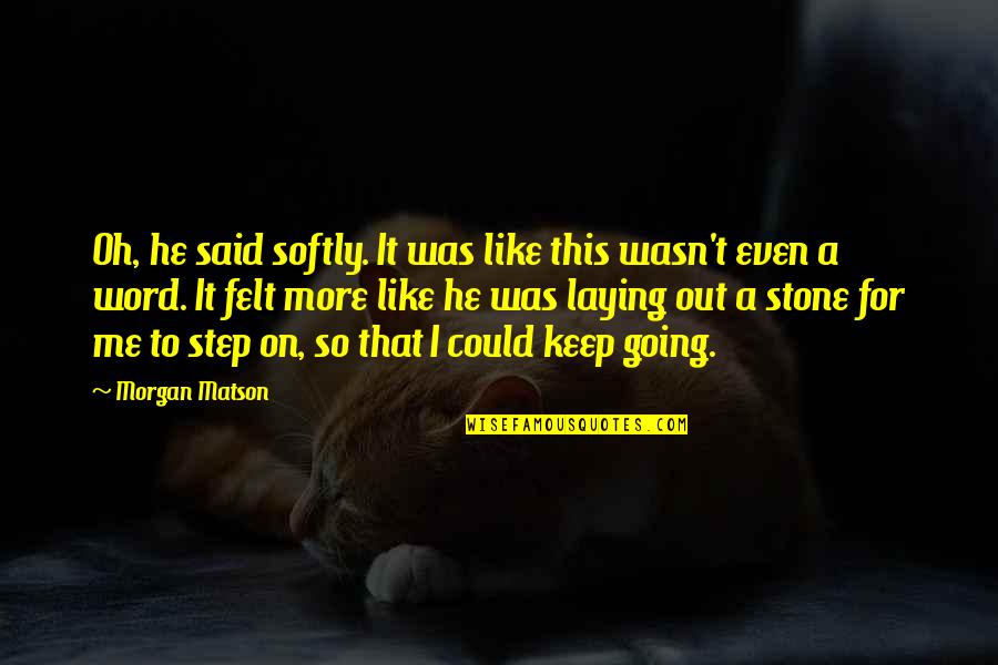 Chocholousek Quotes By Morgan Matson: Oh, he said softly. It was like this