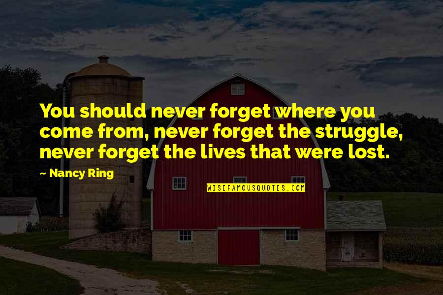 Chocholowska Quotes By Nancy Ring: You should never forget where you come from,