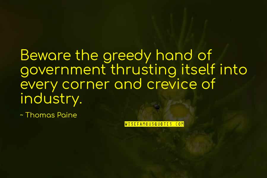 Chocianowice Quotes By Thomas Paine: Beware the greedy hand of government thrusting itself