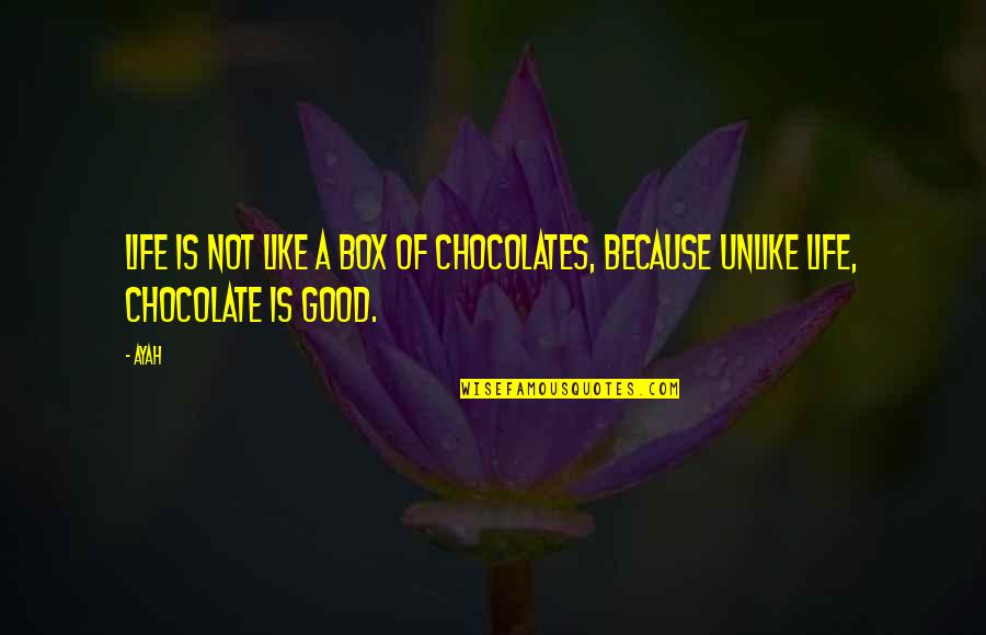 Chocolate And Life Quotes By Ayah: Life is not like a box of chocolates,