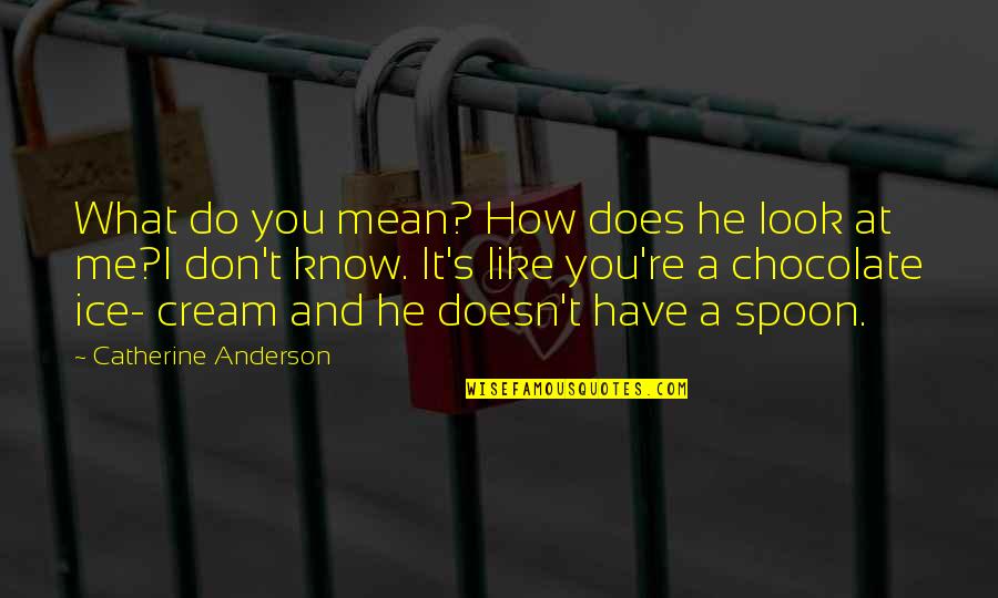 Chocolate And Love Quotes By Catherine Anderson: What do you mean? How does he look