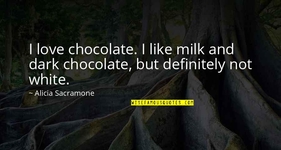 Chocolate Milk Quotes By Alicia Sacramone: I love chocolate. I like milk and dark