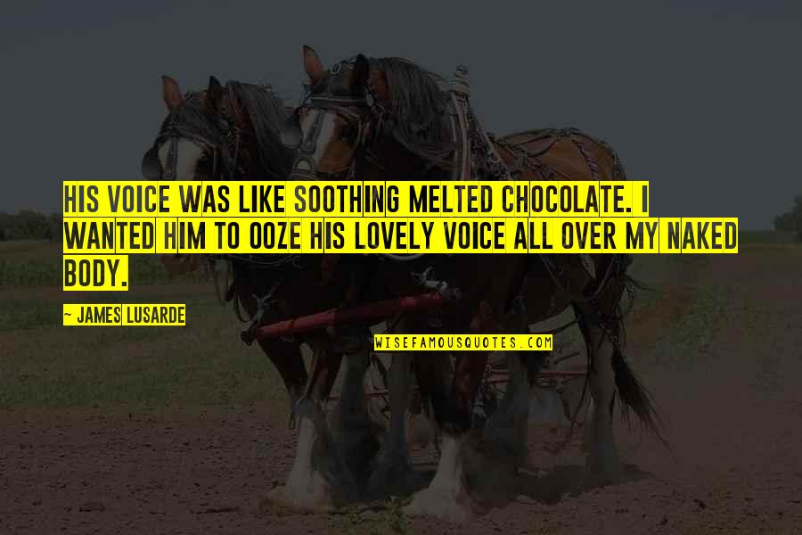 Chocolate With Love Quotes By James Lusarde: His voice was like soothing melted chocolate. I
