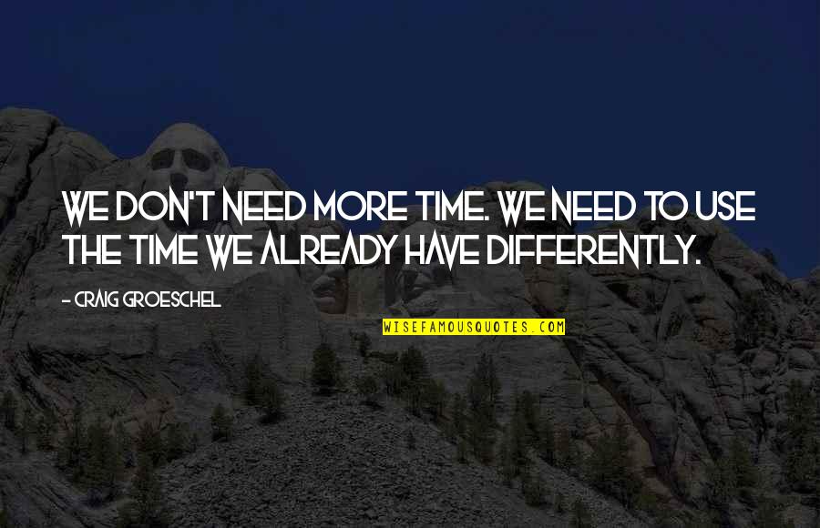 Chocolatey Payday Quotes By Craig Groeschel: We don't need more time. We need to