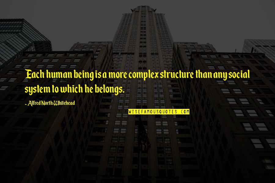 Chocron Psychologist Quotes By Alfred North Whitehead: Each human being is a more complex structure Chocron Psychologist Quotes By Alfred North Whitehead: Each human being is a more complex structure