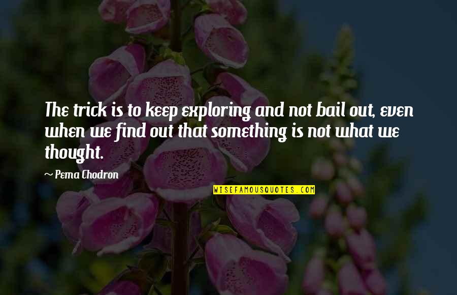 Chodron Quotes By Pema Chodron: The trick is to keep exploring and not