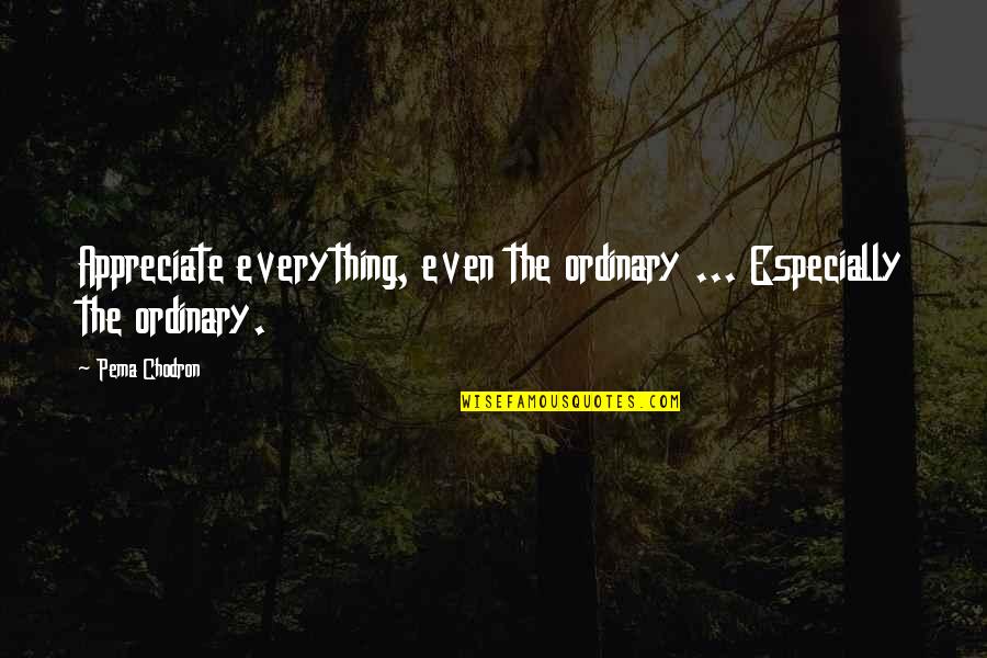 Chodron Quotes By Pema Chodron: Appreciate everything, even the ordinary ... Especially the