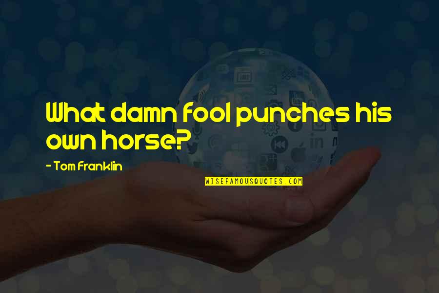 Choi Dal Po Quotes By Tom Franklin: What damn fool punches his own horse? Choi Dal Po Quotes By Tom Franklin: What damn fool punches his own horse?