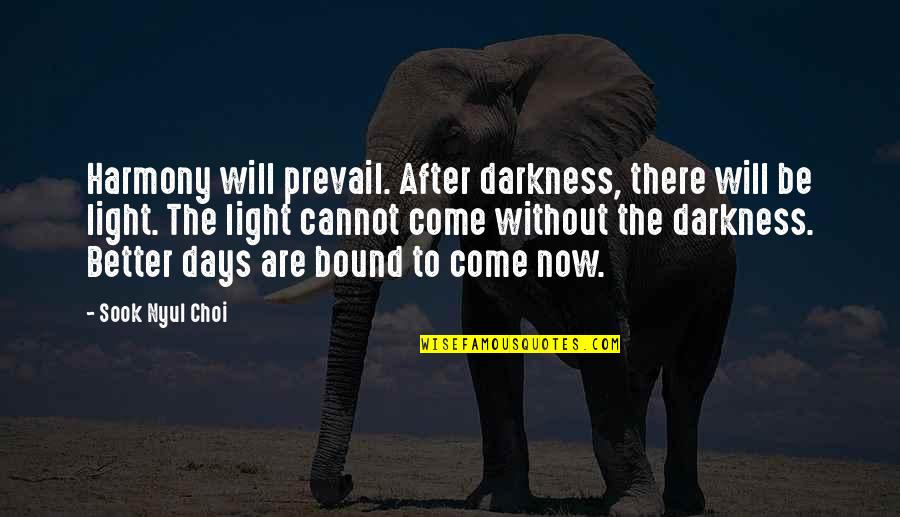 Choi Quotes By Sook Nyul Choi: Harmony will prevail. After darkness, there will be