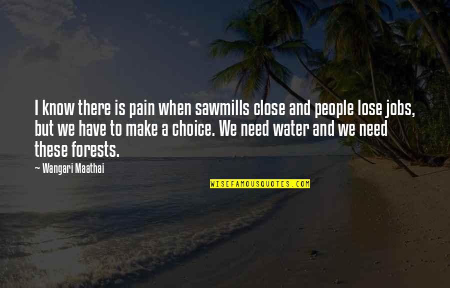 Choice And Quotes By Wangari Maathai: I know there is pain when sawmills close