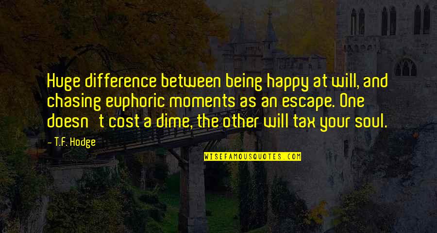 Choice And Sacrifice Quotes By T.F. Hodge: Huge difference between being happy at will, and