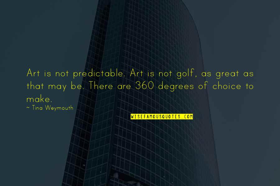 Choice Art Quotes By Tina Weymouth: Art is not predictable. Art is not golf,