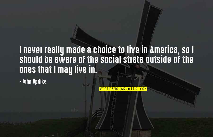 Choice Social Quotes By John Updike: I never really made a choice to live