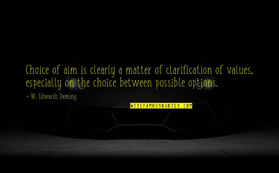 Choices And Options Quotes By W. Edwards Deming: Choice of aim is clearly a matter of