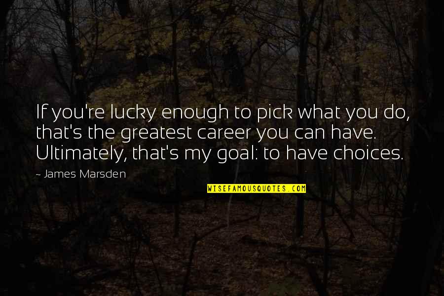 Choices In Career Quotes By James Marsden: If you're lucky enough to pick what you