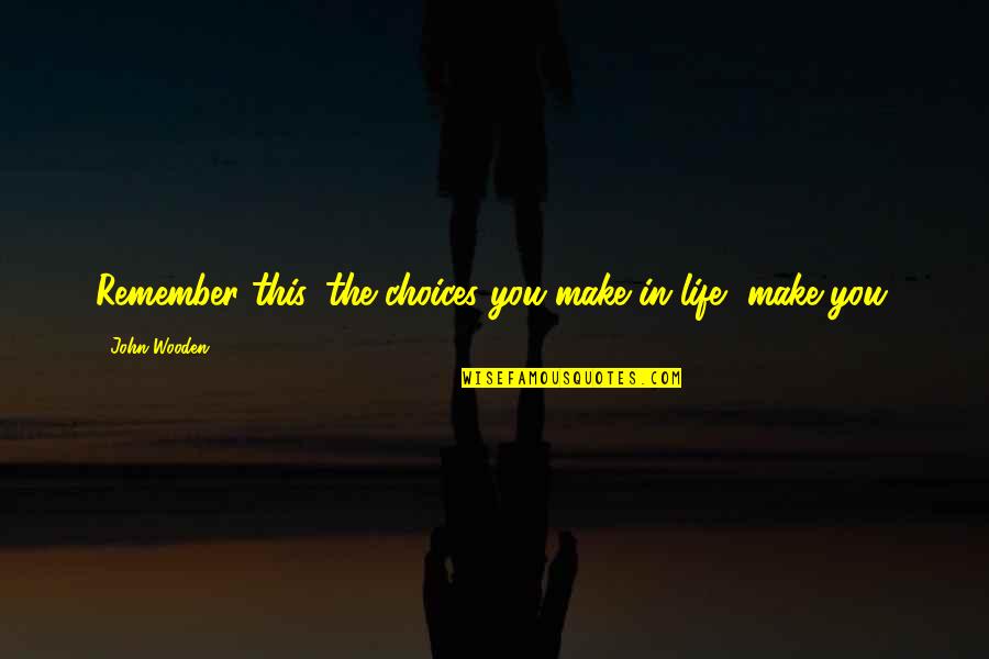 Choices In Life We Make Quotes By John Wooden: Remember this, the choices you make in life,