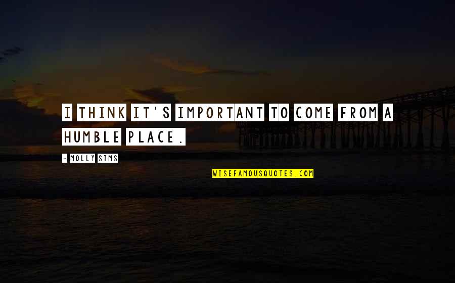 Chojecki Pastor Quotes By Molly Sims: I think it's important to come from a