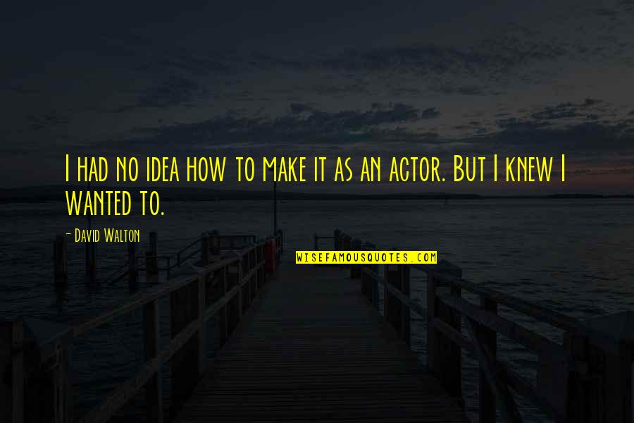 Chojn W Quotes By David Walton: I had no idea how to make it