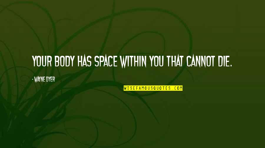 Chokas Sandals Quotes By Wayne Dyer: Your body has space within you that cannot Chokas Sandals Quotes By Wayne Dyer: Your body has space within you that cannot