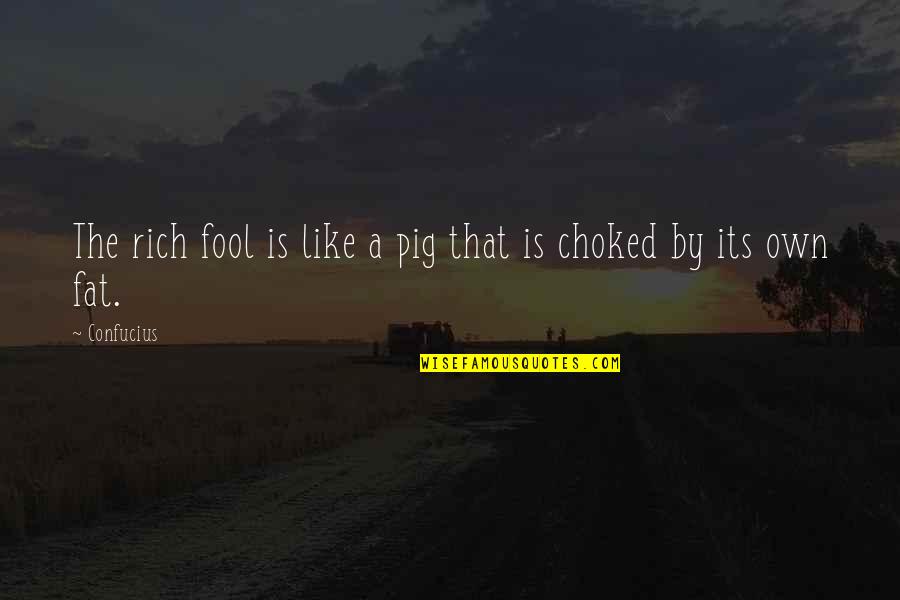 Choked Up Quotes By Confucius: The rich fool is like a pig that
