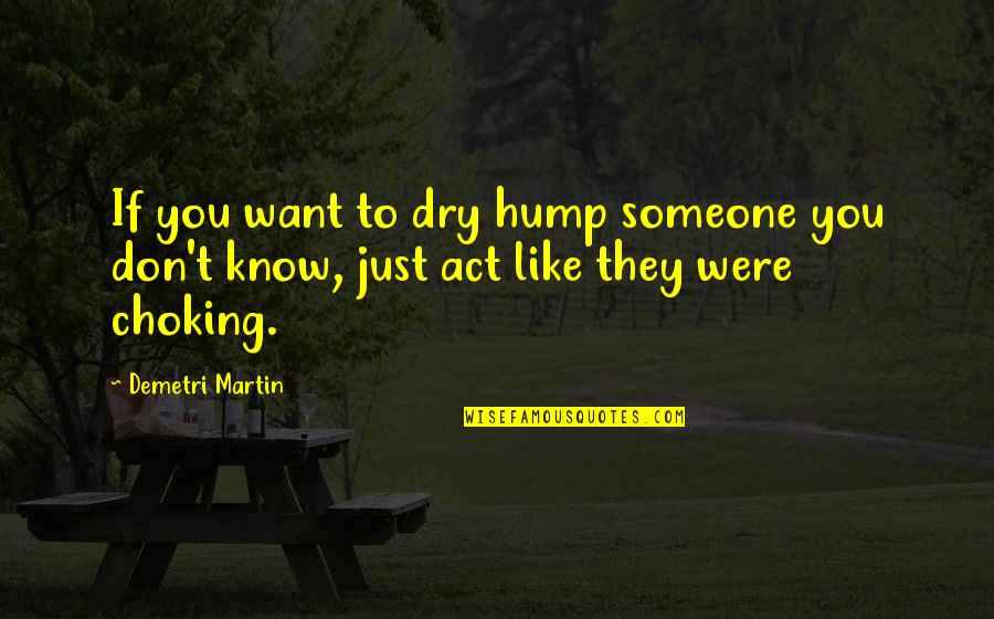 Choking Quotes By Demetri Martin: If you want to dry hump someone you