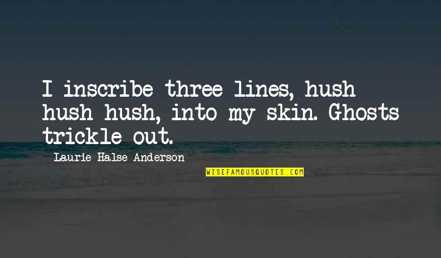 Choking Sports Quotes By Laurie Halse Anderson: I inscribe three lines, hush hush hush, into