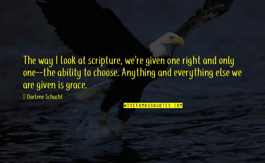 Choose Only One Quotes By Darlene Schacht: The way I look at scripture, we're given Choose Only One Quotes By Darlene Schacht: The way I look at scripture, we're given