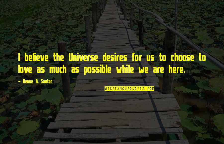 Choose To Believe Quotes By Renae A. Sauter: I believe the Universe desires for us to