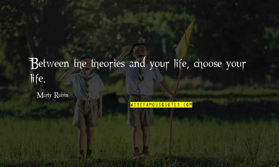 Choose Your Own Life Quotes By Marty Rubin: Between the theories and your life, choose your
