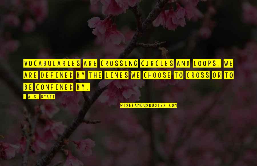 Choose Your Words Quotes By A.S. Byatt: Vocabularies are crossing circles and loops. We are