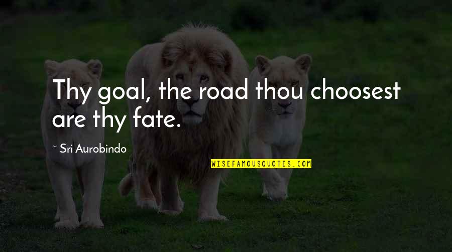 Choosest Quotes By Sri Aurobindo: Thy goal, the road thou choosest are thy