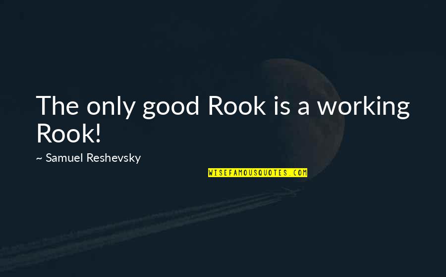 Choosing Me Before We Quotes By Samuel Reshevsky: The only good Rook is a working Rook!