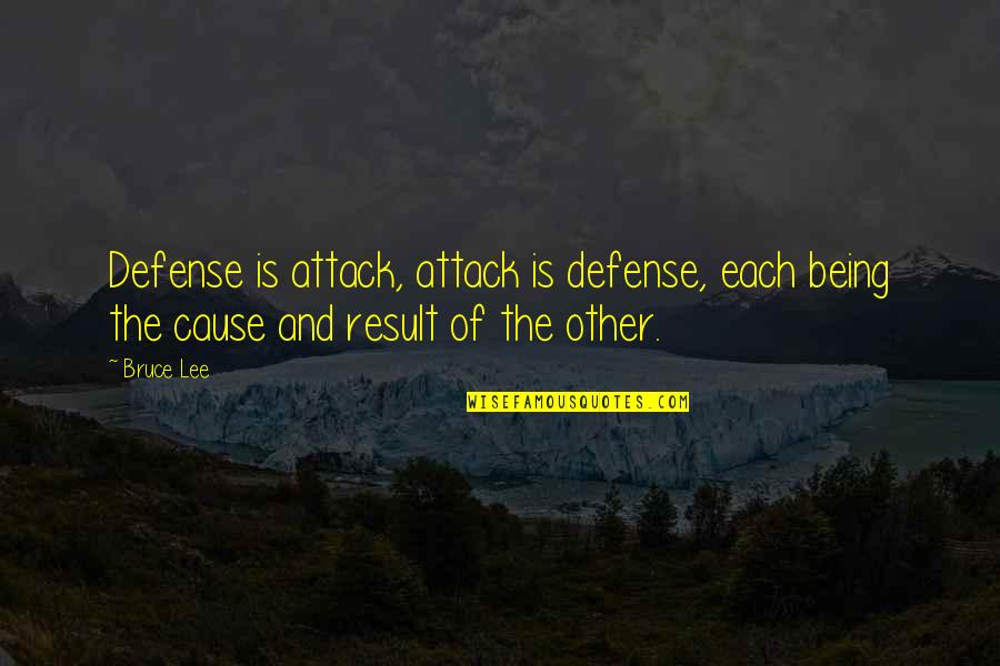Choosing Me Over Her Quotes By Bruce Lee: Defense is attack, attack is defense, each being