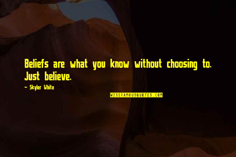 Choosing What's Best For You Quotes By Skyler White: Beliefs are what you know without choosing to.