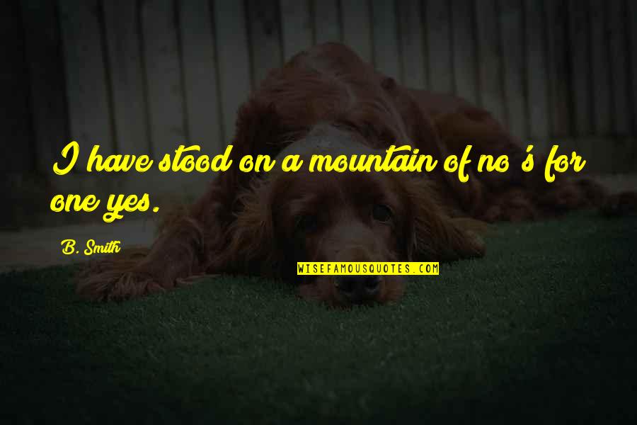 Choosy Friends Quotes By B. Smith: I have stood on a mountain of no's