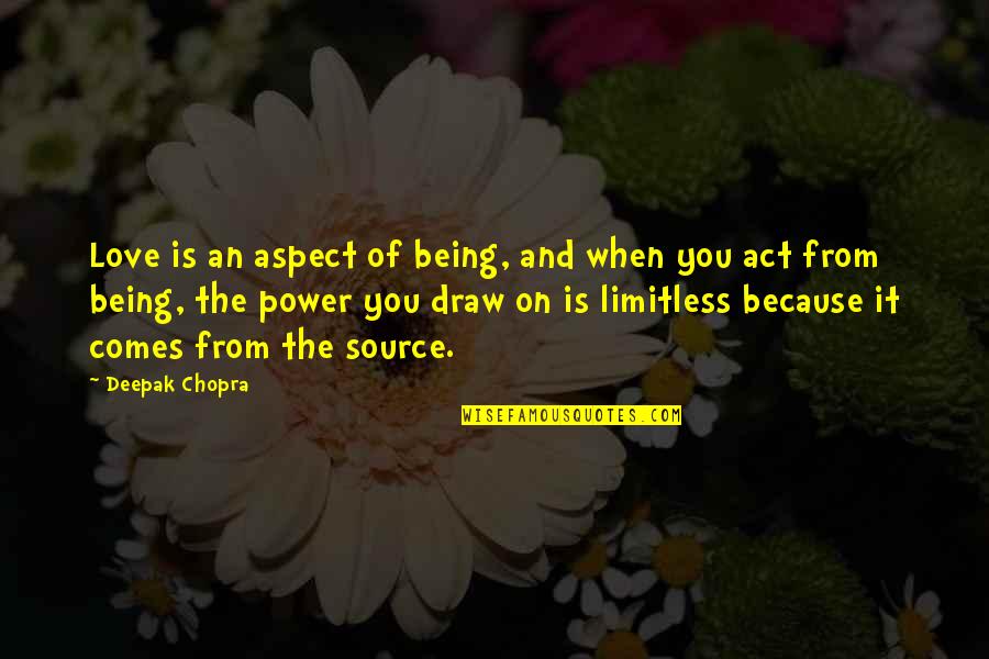 Chopra Love Quotes By Deepak Chopra: Love is an aspect of being, and when