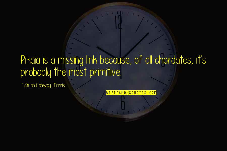 Chordates Quotes By Simon Conway Morris: Pikaia is a missing link because, of all Chordates Quotes By Simon Conway Morris: Pikaia is a missing link because, of all