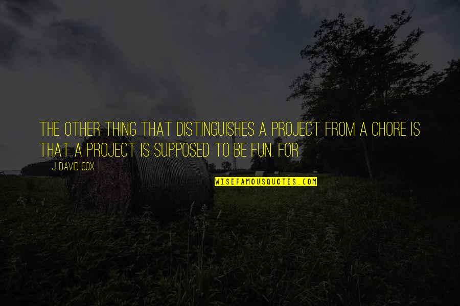 Chore Quotes By J. David Cox: The other thing that distinguishes a project from